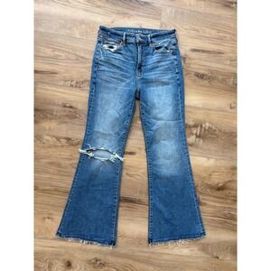 American Eagle Super Hi-Rise Flare Jeans Women's Size 4 Short Next Level Stretch
